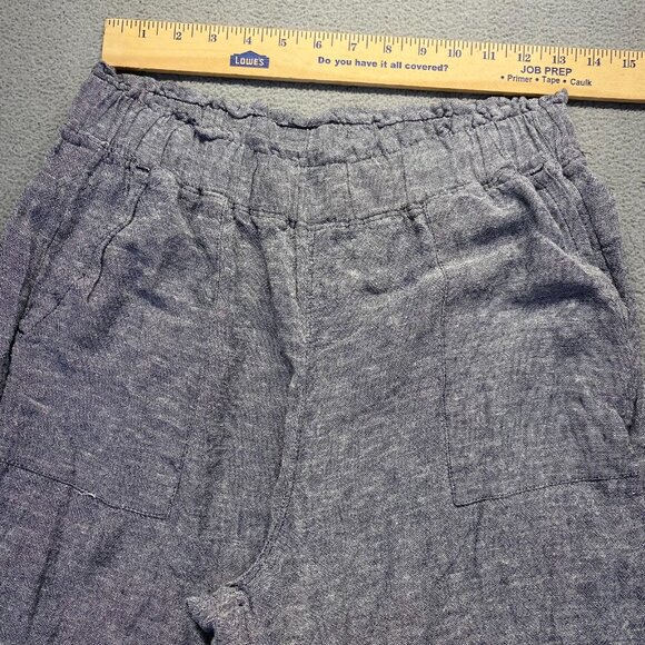 Pant Gray,Wide Leg Women's Size S (4-6) Pockets,Elastic Waist,Y2K,Pull On,Linen - Picture 4 of 7